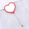 Espejo de Mano con Forma de Corazón para Maquillaje, Espejo de Tocador Portátil de una Cara con Cuentas Creativas DIY, Espejo de Maquillaje de Plástico con Forma de Corazón en Stock