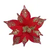 Lentejuelas Transfronterizas Flor de Navidad Roja Rosa 28CM Colgante Adorno Árbol de Navidad Arreglo Floral Amazon Caliente Flor de Navidad