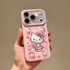 Capa de celular KT com desenho de gato para iPhone 18 Pro Max, Apple 17 Pro, com corrente, bordas arredondadas e design à prova de quedas, estilo fofo