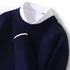 Suéter de lana gruesa para hombre, cuello redondo, manga larga, informal, de negocios, sencillo, holgado, combinable, de punto, para uso exterior, camisa base