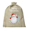 Bolsas de Arpillera Navideñas, Bolsas de Regalo para Fiestas Infantiles, Bolsas de Dulces de Lino con Cordón, Bolsas de Empaque de Regalo de Muñeco de Nieve Navideño