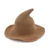 Chapéu de Halloween Bordado Personalizado, Chapéu de Mago Normal, Chapéu de Tricô Dobrável, Chapéu de Bruxa Pontudo, Tecido