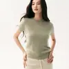 Cardigan de punto Campbell's 25% seda de morera 75% cachemira para mujer, cuello redondo, manga corta, conjunto superior