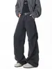 Jeans holgados de pierna ancha con pliegues estilo americano para hombre, nueva marca de moda 2026, pantalones rectos con diseño de bolsillo lavado tipo workwear