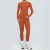 Nuevo Conjunto de Ropa de Yoga de Estilo Europeo y Americano de Doble Cara Cepillado, Conjunto de Dos Piezas Transpirable de Manga Larga Deportiva Ajustada y Pantalones Largos para Correr y Fitness