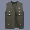 Ropa para Hombres de Mediana Edad y Mayores, Chaleco Multibolsillos Holgado Talla Grande, Chaleco para Hombre, Informal Pesca Exterior Ropa de Papá