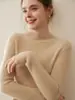 Suéter 100% Cachemir para Mujer Otoño e Invierno, Tejido de Moda de Manga Larga, Suéter de Cuello Medio Alto, Ajuste Delgado Versátil para Capa Base