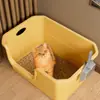 Caja de arena para gatos extragrande semicerrada antisalpicaduras, inodoro para gatos, caja de arena extragrande abierta, suministros para gatos