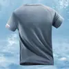 Camiseta Solta Masculina, Top de Manga Curta com Gola Redonda, Verão Seda de Gelo Manga Meia Manga Fina Casual Tamanho Grande Secagem Rápida Respirável Camisa Esportiva