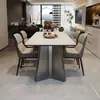 Mesa Rectangular y Sillas para Comedor Estilo Italiano Apartamento Pequeño Sala de Estar Hogareña Mesa de Comedor Minimalista Moderna Combinación de Mesa de Comedor de Placa de Roca Lujo Ligero