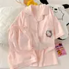 Pijamas de Algodón Nube para Mujer Verano Delgadas Lindas de Dibujos Animados Manga Corta Shorts Sueltos Conjunto de Ropa para Casa de Celebridad de Internet Se Puede Usar Afuera