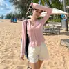 Traje de Baño Coreano Nuevo Estilo con Protección Solar de Manga Larga para Mujer, Dos Piezas con Cremallera, que Cubre el Vientre, Adelgazante, Secado Rápido, Conjunto de Traje de Baño, Conjunto de Verano de Cuatro Piezas