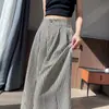 Pantalones de traje a rayas retro para mujer de Tencel y lino, diseño de otoño, pantalones casuales de pierna recta de seda helada y algodón-lino, estilo Yamamoto