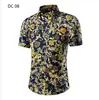Camisa de manga corta para hombre de talla grande nueva en AliExpress moda británica camisa estampada para hombre camisa slim 3D moderna para hombre