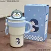 Taza térmica con asa de figura de dibujos animados, acero inoxidable 316, linda, portátil, para llevar en la mano, para estudiantes y uso de oficina