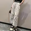 Jeans de Pierna Recta Estrecha de Talla Grande para Mujer, Primavera y Otoño, Delgados, de Cintura Alta, Adelgazantes, Pantalones Machete Cortos