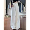 Calça jeans branca de perna larga para mulheres, novo estilo de verão 2026, solta e versátil, casual, calça reta slim fit para pessoas baixinhas