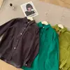 Otoño Nuevo Retro Versátil Cintura Suelta Abotonada Camisa de Pana para Mujer Manga Larga Diseño Elegante Camisa Gruesa