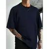 Transfronterizo Europeo y Americano Verano Color Sólido Cuello Redondo Algodón Casual Deportivo Correr Simple Manga Corta Blanco