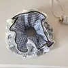 Scrunchie de Renda Azul Xadrez Estilo Coreano para Mulheres, Prendedor de Coque de Alta Qualidade, Acessório de Cabelo Versátil Oversized, Novo Estilo
