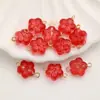 Colgante de Flor de Vidrio con Agujero Recto, Adorno de Flor de Cinco Pétalos, Cuentas Sueltas para Pulsera y Collar DIY, Materiales para Aretes con Borla Estilo Antiguo
