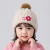 Gorro de invierno para niños, gorro de punto cálido y grueso, adecuado para niños y niñas, sombrero de lana a prueba de viento para exteriores, estilo coreano