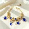 Pulsera Pan Jia Venta Caliente Transfronteriza Pulsera DIY Strass Azul Estrella de Ocho Puntas Corona de Gato Corazón Joyería de Moda