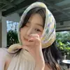 2024 Novo Verão Estilo Pastoral Flor Faixa de Cabelo Lenço de Seda Feminino Fita Protetora Solar Lenço Triângulo Sem Alças Lenço Quadrado Pequeno