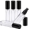 Botella de perfume cuadrada de vidrio transparente de 10 ml, botella de muestra de perfume portátil tamaño viaje, botella vacía, botella con atomizador de botón