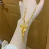 Novo Colar Pingente Laço de Princesa Feminino Ouro Imitação Franja Corrente de Clavícula Integrada Fornecimento Atacado Moda