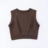 119-26 Estilo Verão Estilo Europeu e Americano Camiseta Solta Gola Redonda Manga Curta Cropped Sem Mangas Ciclismo Cor Sólida Regata para Mulheres