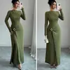 Vestido Amazon Europa Transfronteiriço 2026 Outono Comércio Exterior Cor Sólida Manga Longa Bodycon Saia Vestido de Malha Stretch