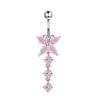 Piercing de Umbigo de Aço Inoxidável Transfronteiriço Nova Versão Pingente de Borboleta Zircônia Multicolorido Opcional Criativo Personalizado Joias de Piercing Atacado
