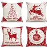 Funda de Almohada Navideña de Invierno al por Mayor Dibujos Animados Navideños Coche Rojo Pequeño Funda de Cojín con Impresión Digital Funda de Cojín Trasero