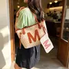 Bolsa Tote Grande Capacidade Estampa de Carta 2026 Tendência Simples Casual Textura Bolsa de Ombro para o Trabalho Conjunto de Duas Peças