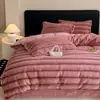 2026 Conejo de Iones Conejo Peluche Espeso Juego de Cama de Cuatro Piezas Dormitorio Cálido Juego de Cama de Felpa Fuente Dropshipping