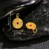 Pingente de Moeda de Cobre com Oito Trigramas Banhado a Ouro Prata S925 Acessório de Prata Pura Componente de Joia Artesanal DIY Charme de Pulseira Semi-Acabado