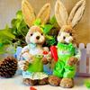 Presente Coelho de Palha 35cm Decoração de Páscoa Figura Fofa Coelho Lembrança Prêmio Pequeno Presente de Aniversário