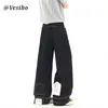 Calça Jeans Americana High Street do Avesso para Homens e Mulheres Personalidade Retrô Comprimento Total Solta Versátil Reta de Perna Larga