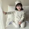 Conjunto de Roupa Íntima Térmica Espessa para Crianças 270g Pijamas Loungewear Antibacterianos para Meninos e Meninas Estampa de Desenho Animado