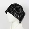Nuevo Estilo Sombrero Turbante Blanco con Lentejuelas y Encaje para Todas las Estaciones con Diseño Floral Étnico, Pañuelo para la Cabeza de Moda y Elegante, Turbante, Velo, Sombrero para Mamá