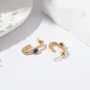 Brincos de Aço Inoxidável de Alta Qualidade com um Toque de Luxo Leve e Sofisticado para Mulheres, Estilo Geométrico Europeu e Americano, Brincos Color Block Retrô Francês