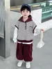 Conjunto de Tres Piezas Rayado de Algodón para Niño para Primavera y Otoño, Atuendo Suave y Cómodo de Estilo Coreano para Niños, Ropa Suelta Transpirable para Bebé