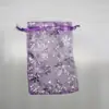 Bolsas de rede em estoque, bolsas de rede multicoloridas com flocos de neve, sacolas com cordão, bolsas de organza, sacolas transparentes para embalagem de presentes e joias
