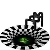 Alfombra Redonda Estéreo 3D Blanco y Negro Transfronteriza de Halloween para Dormitorio, Sala de Estar, Mesa de Café, Alfombrilla Absorbente con Trampa de Ilusión