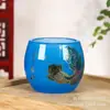Tazas de Jade de Vidrio Hechas en Fábrica, Tazas Pintadas con Esmalte con Motivos de Paisajes, Tazas de Kung Fu, Tazas de Degustación de Té Estilo Chino, Tazas de Maestro