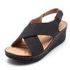 Sandálias Europeias e Americanas Novas de Verão para Mulheres, Salto Plataforma, Costura Respirável com Velcro, Sapatos Vazados de Comércio Exterior para Mulheres de Tamanho Grande