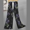 Pantalones de Pijama de Algodón Finos de Verano para Mujer con Estampado de Dibujos Animados, Pantalones de Pierna Ancha para Mujeres Embarazadas, Tallas Grandes, Adecuados para Usar Afuera, Pantalones Largos de Algodón, Exportación