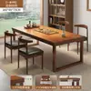 Mesa de Comedor, Sala de Estar, Mesa de Té y Sillas para el Hogar, Mesa de Té con Patas de Madera Maciza, Mesa Grande de Negociación Estilo Chino Nuevo, Mesa de Café, Mesa de Té de Doble Propósito