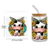 Flor Golfinho Gato Vaca Série de Animais Fofos Transferência UV DTF Etiqueta de Cristal Cole Cole e Rasgue